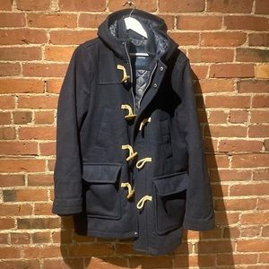 Wool toggle coat w/hood